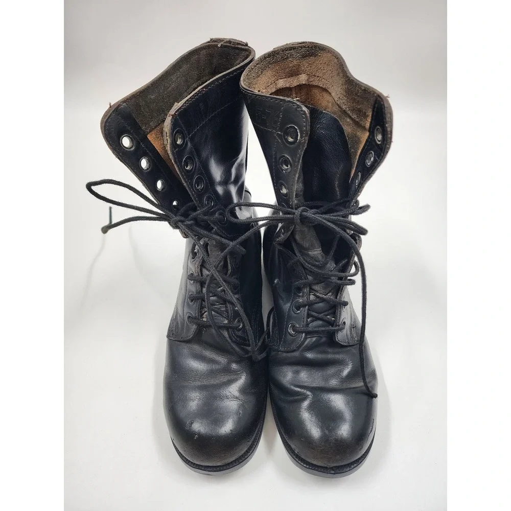 Vintage 1976 US Military Combat Boots Mens 8W Black Leather Service Boots 5-76